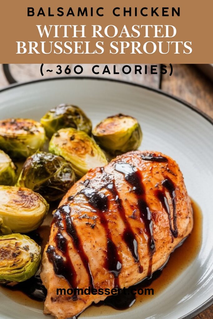 Balsamic Chicken with Roasted Brussels Sprouts (~360 calories)