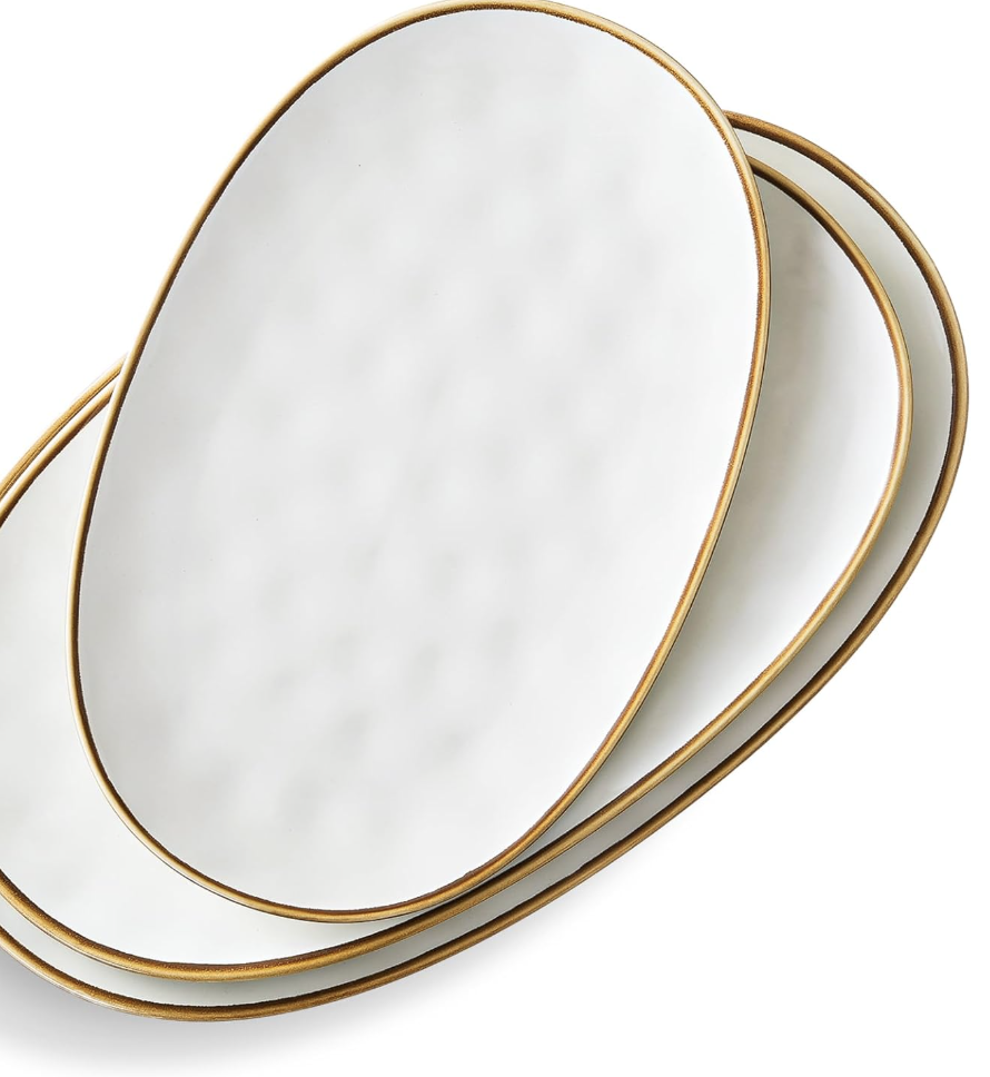 Ceramic Oval Serving Platter: 15.6/14.3/12.9 Inch Large Serving Dishes for Entertaining Party