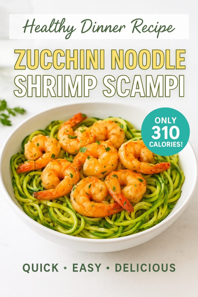 Zucchini Noodle Shrimp Scampi (~310 calories)
