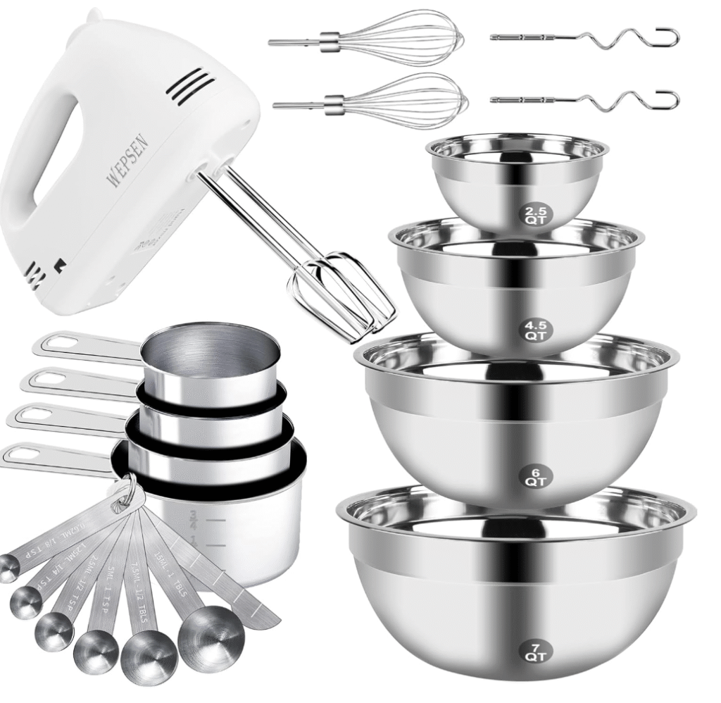 Hand Mixer Electric Mixing Bowls Set, 5 Speeds