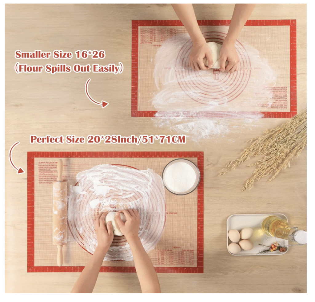 Non-slip Silicone Pastry Mat Extra Large with Measurements