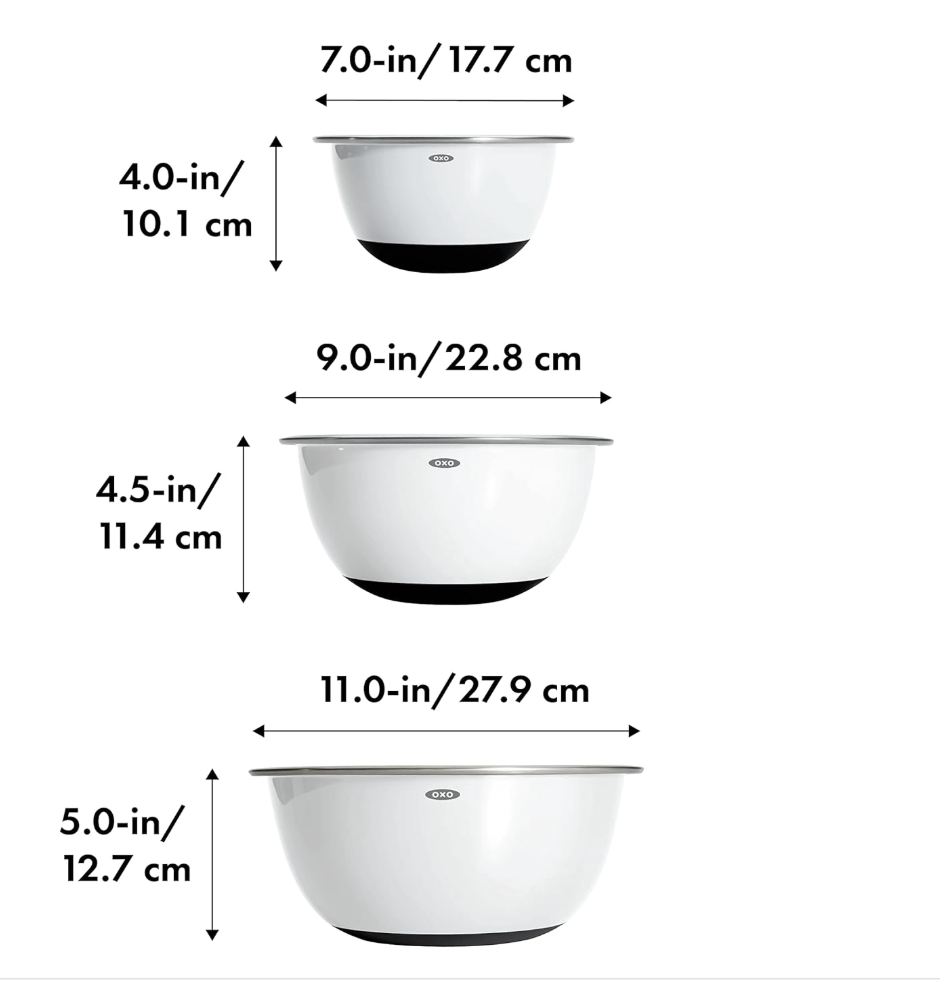 OXO Good Grips 3-Piece Stainless-Steel Mixing Bowl Set