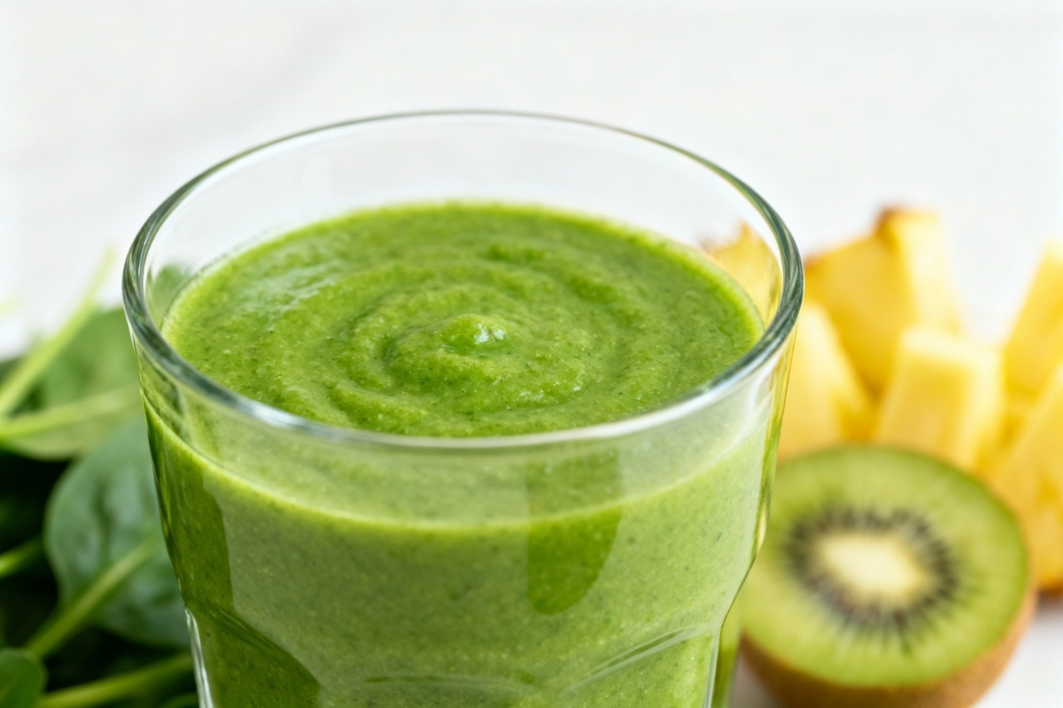 Best  Green Detox Smoothie with Spinach, Kiwi, and Pineapple